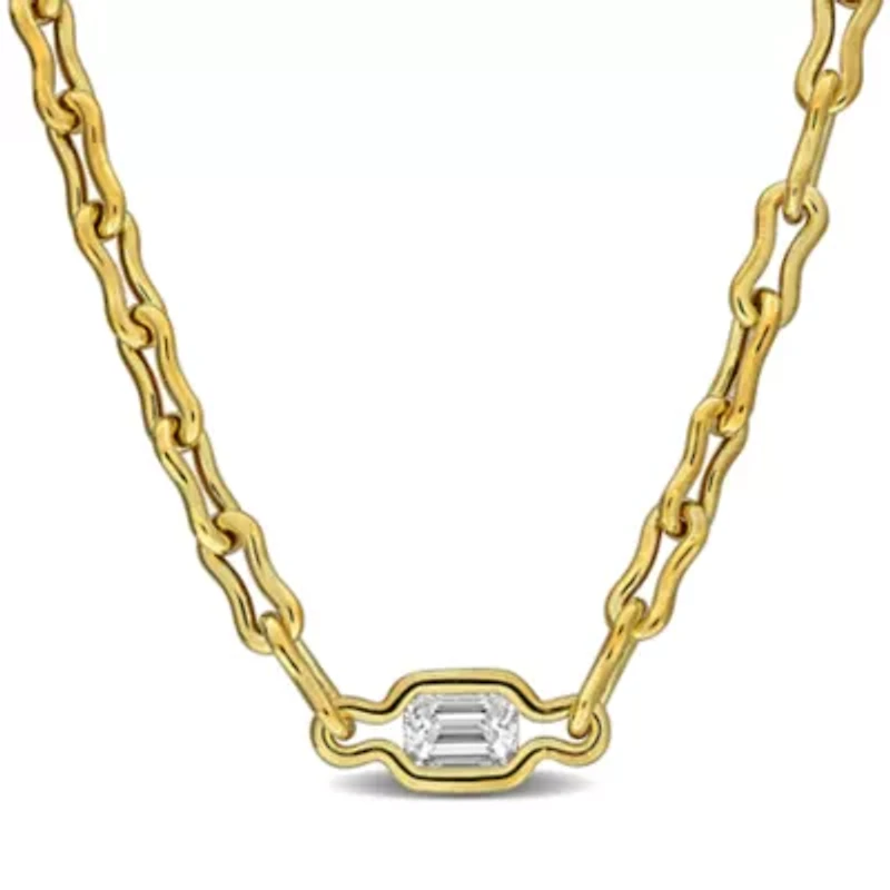 2ct. t.w. Lab Grown Diamond Necklace in Yellow Plated Sterling Silver - 17 in