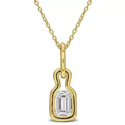 Lab Grown Diamond Pendant in Yellow Plated Sterling Silver - 18 in