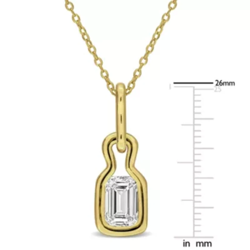 Lab Grown Diamond Pendant in Yellow Plated Sterling Silver - 18 in