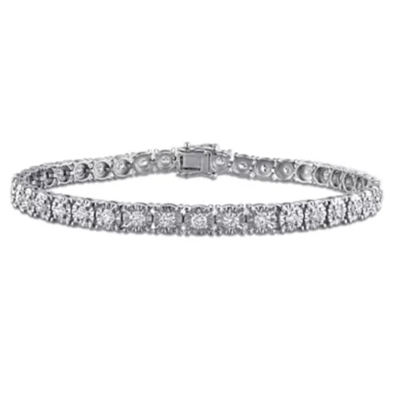 Lab Grown Diamond Bracelet in Sterling Silver - 9 in