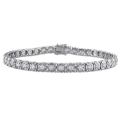 Lab Grown Diamond Bracelet in Sterling Silver - 9 in