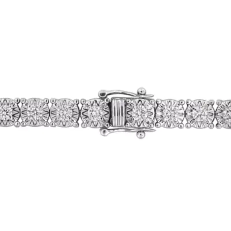 Lab Grown Diamond Bracelet in Sterling Silver - 9 in
