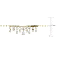 Lab Created 2.5-5mm Freshwater Cultured Pearl & White Moissanite Necklace in Yellow Plated Sterling Silver - 17 in