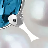 5-5.5mm Freshwater Cultured Pearl & London Blue Topaz Earrings in Sterling Silver