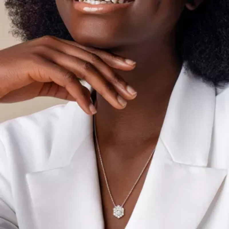 Lab Created 3-3.5mm Freshwater Cultured Pearl & White Moissanite Necklace in Sterling Silver - 17 in