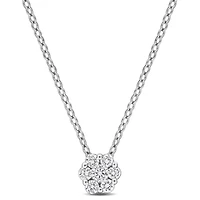 Lab Grown Diamond Pendant in Sterling Silver - 18 in