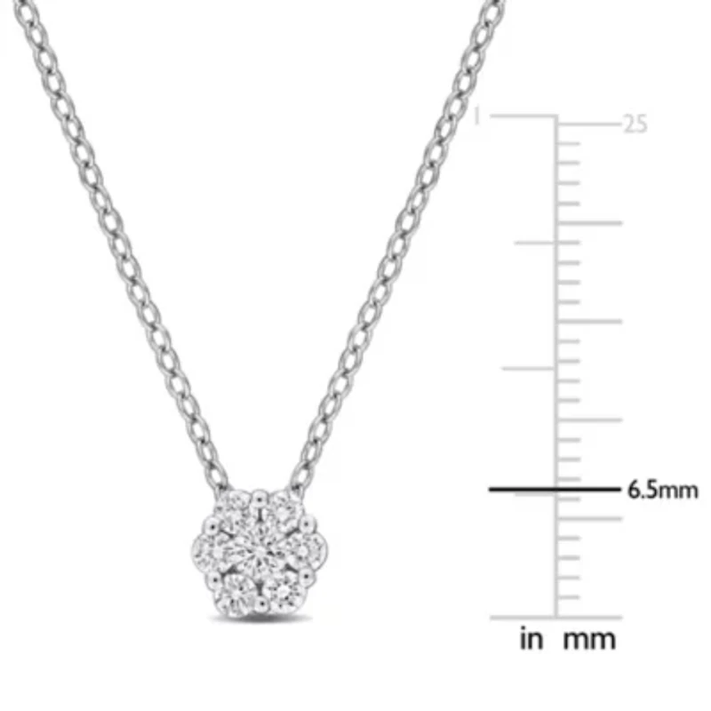 Lab Grown Diamond Pendant in Sterling Silver - 18 in