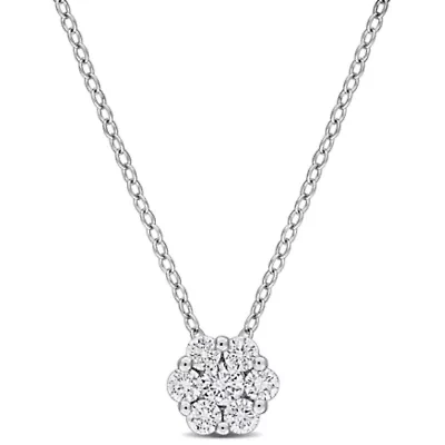 Lab Grown Diamond Pendant in Sterling Silver - 18 in