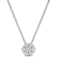 Lab Grown Diamond Pendant in Sterling Silver - 18 in