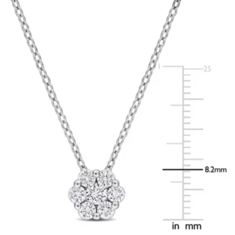 Lab Grown Diamond Pendant in Sterling Silver - 18 in
