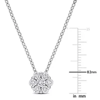 Lab Grown Diamond Pendant in Sterling Silver - 18 in