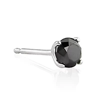 Black Diamond Single Earrings in 14k White Gold