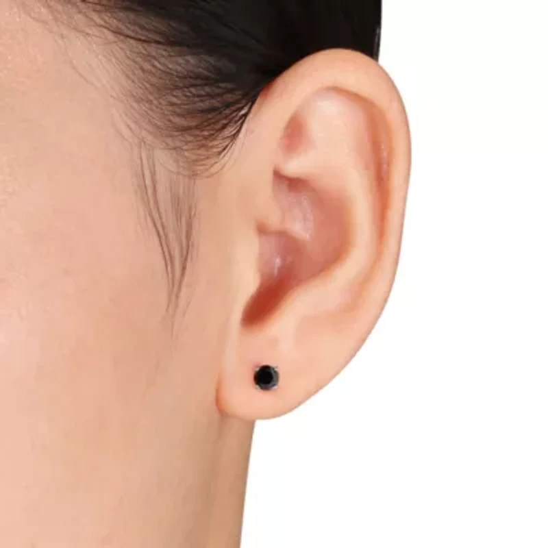 Black Diamond Single Earrings in 14k White Gold