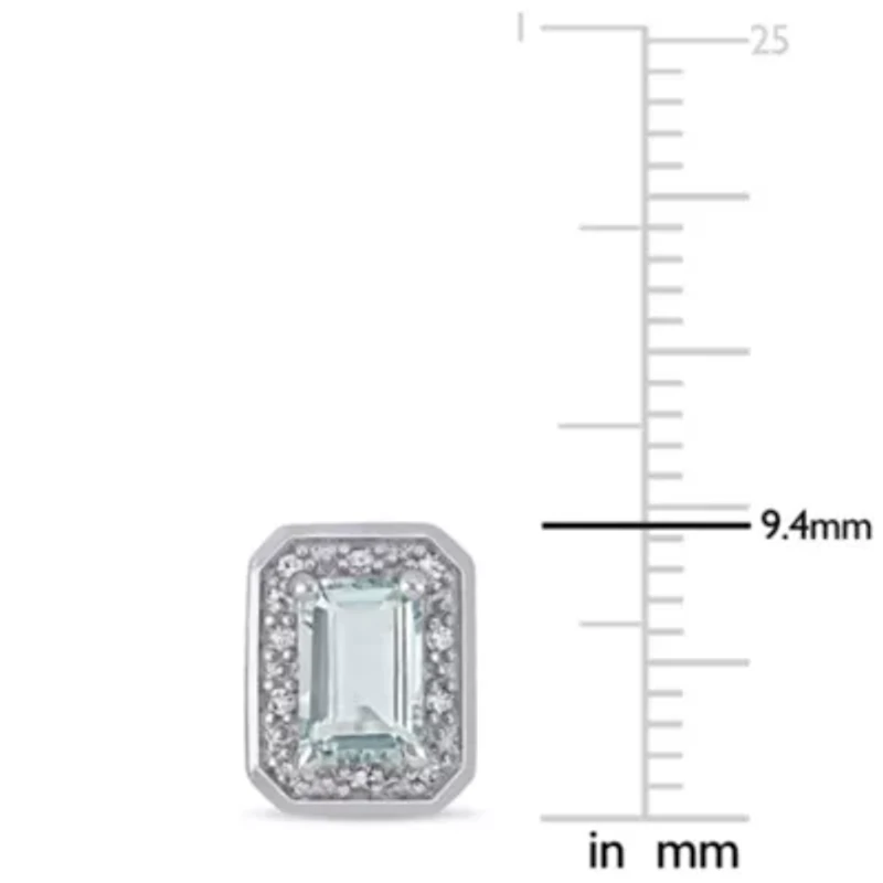 Diamond & Aquamarine Earrings in 10k White Gold