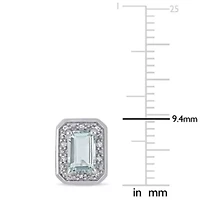 Diamond & Aquamarine Earrings in 10k White Gold