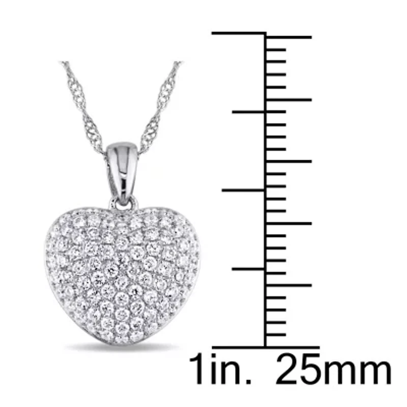 Diamond Heart Pendant with Chain in 14k White Gold- 17 in