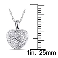 Diamond Heart Pendant with Chain in 14k White Gold- 17 in