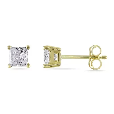 Diamond Solitaire Earrings in 14K Yellow Gold