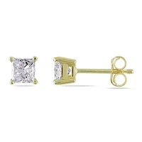 Diamond Solitaire Earrings in 14K Yellow Gold