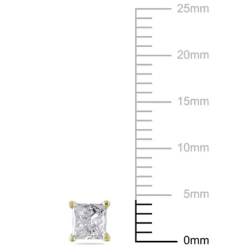 Diamond Solitaire Earrings in 14K Yellow Gold