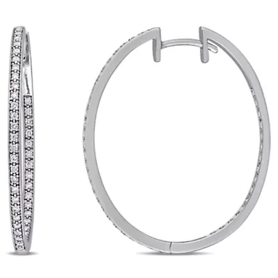 Diamond Hoop Earrings in 10k White Gold