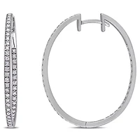 Diamond Hoop Earrings in 10k White Gold