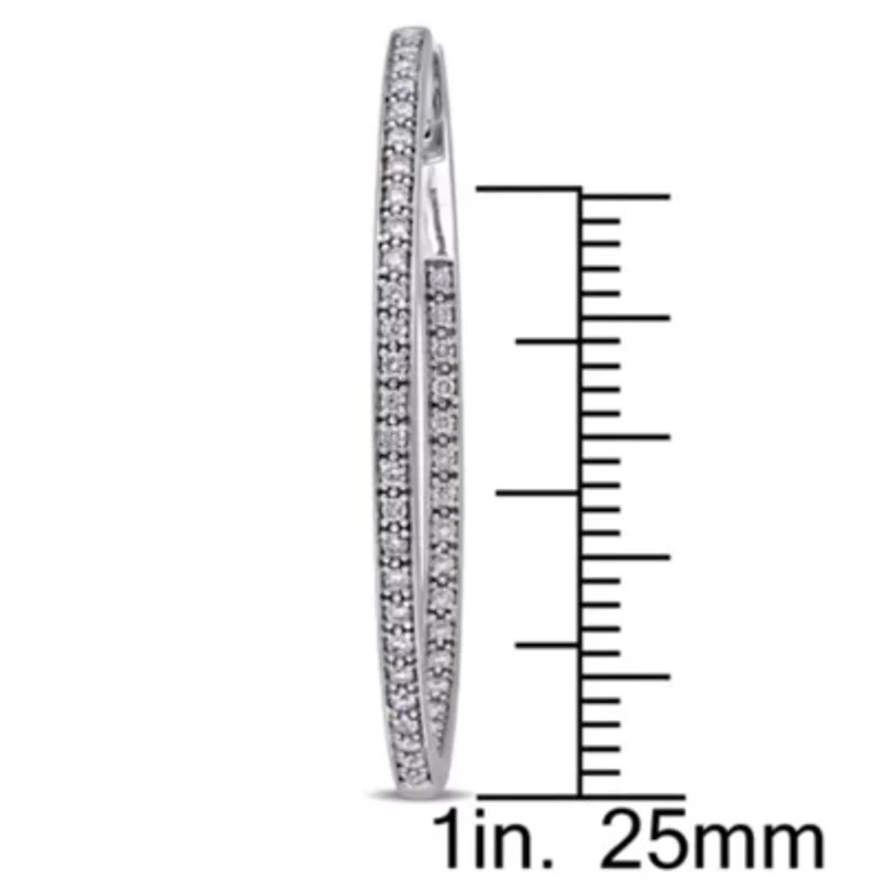 Diamond Hoop Earrings in 10k White Gold