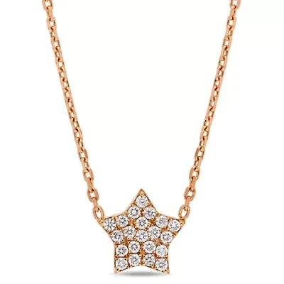 Diamond Necklace in 18k Rose Gold- 17 in