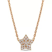 Diamond Necklace in 18k Rose Gold- 17 in