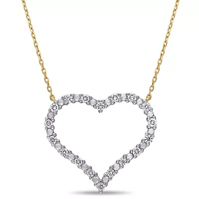 Diamond Pendant with Chain in 10k Yellow Gold- 17 in