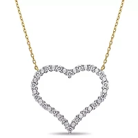 Diamond Pendant with Chain in 10k Yellow Gold- 17 in