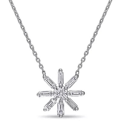 Diamonds Necklace in 14k White Gold- 17 in