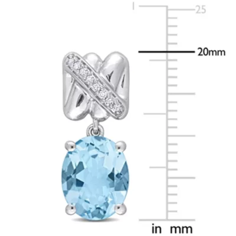 Diamond & Sky Blue Topaz Earrings in 14k White Gold