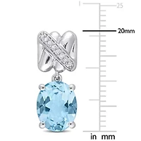 Diamond & Sky Blue Topaz Earrings in 14k White Gold