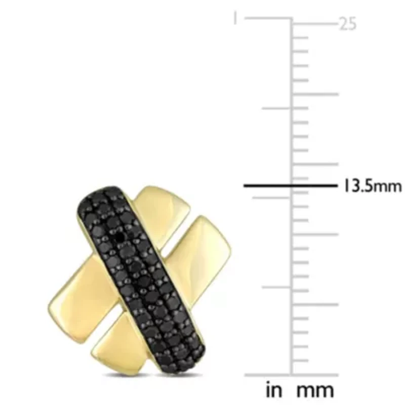 Black Diamond Earrings in 14k Yellow Gold Black Rhodium Plated