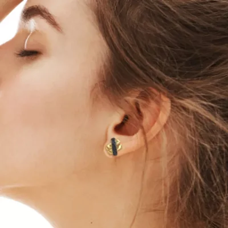 Black Diamond Earrings in 14k Yellow Gold Black Rhodium Plated