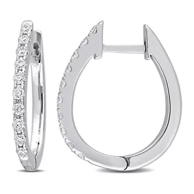 Diamond Hoop Earrings in 14k White Gold