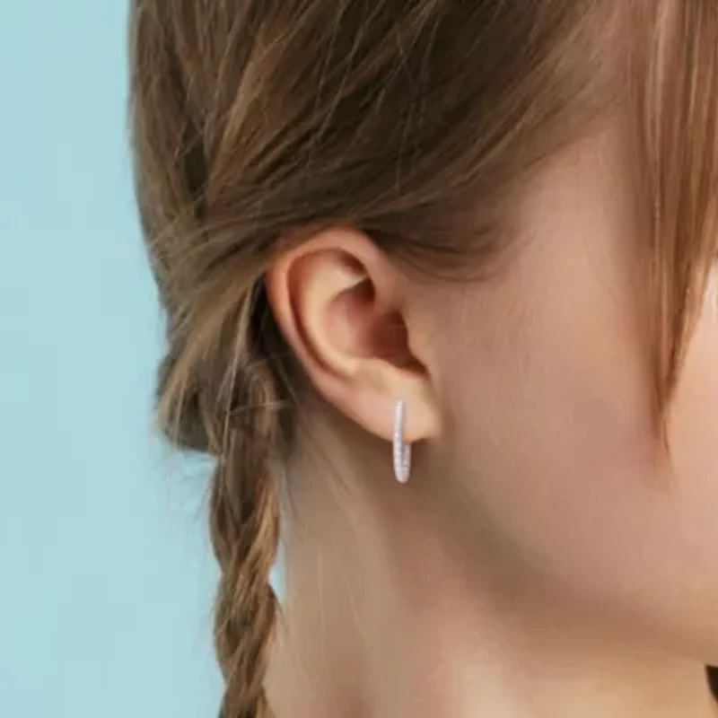 Diamond Hoop Earrings in 14k White Gold