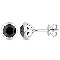 Black Diamond Earrings in 14K White Gold