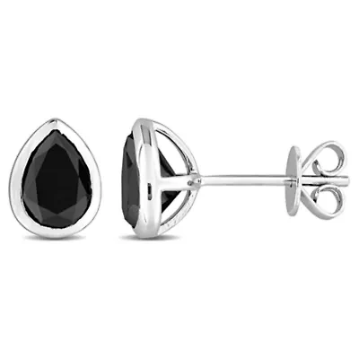 Black Diamond Earrings in 14k White Gold