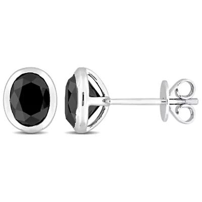 Black Diamond Earrings in 14k White Gold