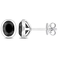 Black Diamond Earrings in 14k White Gold