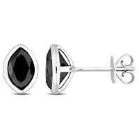 Black Diamond Earrings in 14k White Gold