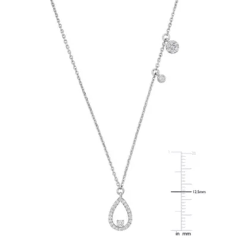Diamond Necklace in 14k White Gold- 18+1 Ext.