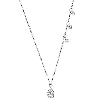 Diamond Necklace in 14k White Gold-17.5+1 Ext.