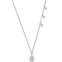 Diamond Necklace in 14k White Gold-17.5+1 Ext.