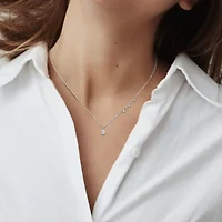 Diamond Necklace in 14k White Gold-17.5+1 Ext.