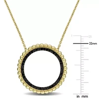 Black Diamond Pendant with Chain in 14k Yellow Gold Black Rhodium Plated- 17 in