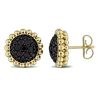 Black Diamond Earrings in 14k Yellow Gold with Black Rhodium