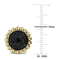 Black Diamond Earrings in 14k Yellow Gold with Black Rhodium